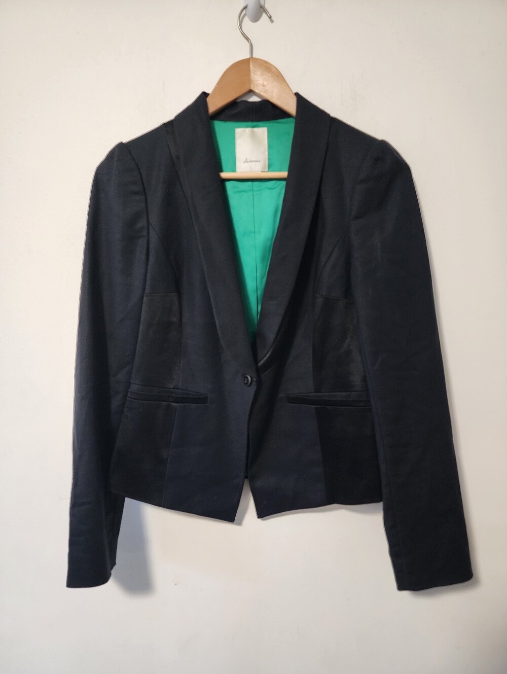 elevenses Black Blazer with Green Lining